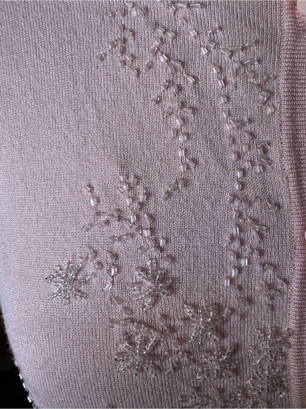 Cable & Gauge Light Pink Embroidered Button-Front Cardigan - Picture 3 of 6